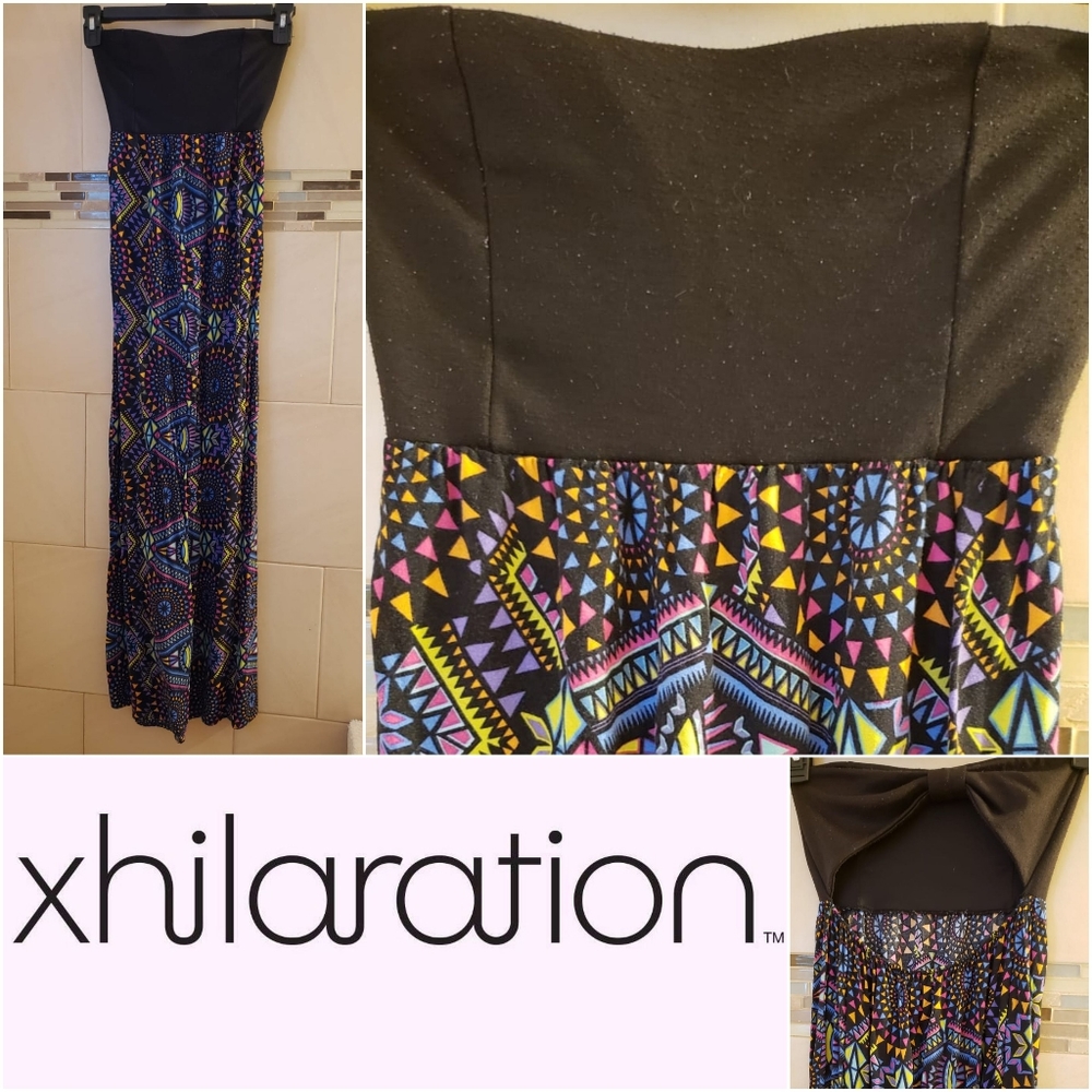 🌠Xhilaration🌠 colorful strapless maxi dress
